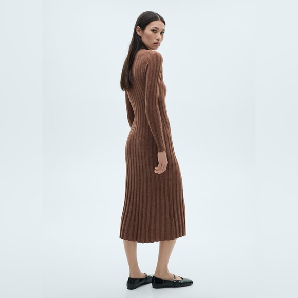 Mango Brown ribbed Dress NWT - Picture 4 of 6